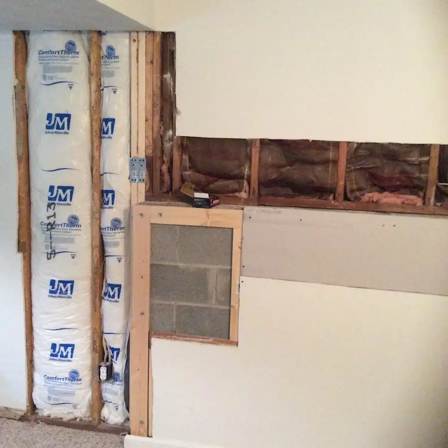 Wall insulation replacement during Basement Flood Cleanup in Buckingham